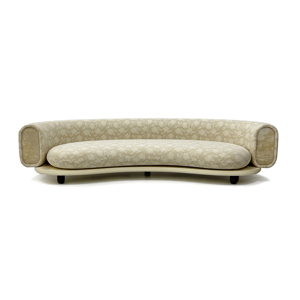 Elegante Divano Curvo a Tre Posti in Tessuto Floreale, Moderno Divano ad Arco per Appartamenti, Ville, Soggiorni, Hall di Hotel, Arredamento Morbido - Product Image 2