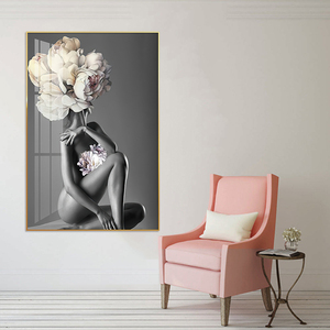 Une <span class=keywords><strong>femme</strong></span> sexy avec des fleurs art mural nu peinture <span class=keywords><strong>de</strong></span> luxe pour la décoration <span class=keywords><strong>de</strong></span> la maison photo impression toile et affiche fille - Product Image 3