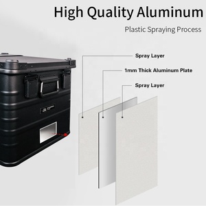 Boîte <span class=keywords><strong>pliable</strong></span> en aluminium portable de 84 L, revêtement noir, pour les voyages en voiture, les sorties en <span class=keywords><strong>camping</strong></span>, l'organisation de la <span class=keywords><strong>vaisselle</strong></span>, la vie hors route - Product Image 4