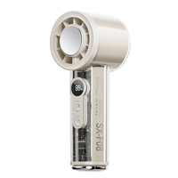 Ventilateur portable mini rechargeable moderne 3000 mAh avec réglage 100 vitesses, design transparent, ventilateur turbo personnel portatif à refroidissement par glace
