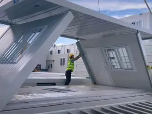 Maison modulaire pliante préfabriquée en forme de Z maison conteneur pliable