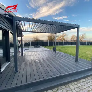 Pérgola de patio trasero impermeable al aire libre moderno eléctrico bioclimático motorizado persiana aluminio al aire libre