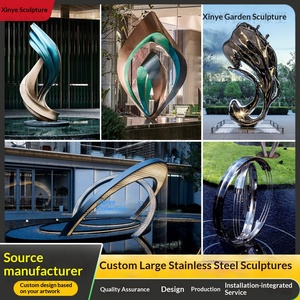 Escultura Grande de Acero Inoxidable, Diseño Personalizado de Dibujos Animados, Paisaje Acuático, Arco de Animales, Monumento, Adornos de Arte Abstracto Moderno - Product Image 3