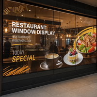Écran LED transparent personnalisé en verre pour vitrine de restaurant