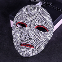 Nouvelle tendance en plastique vente en gros de masques à motifs animaux Disco Dance DIY Diamond Set Silver Red Eyes Glow Halloween Full Face Mask