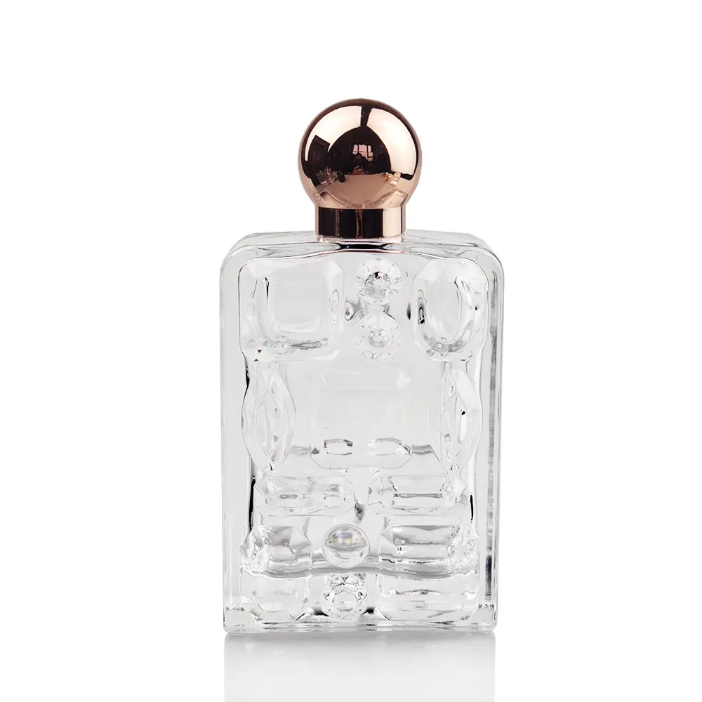 OEM ODM-botella de perfume con tapa de metal, cristal especial de lujo reciclada, decorativa, transparente, 100ml, de fábrica de China