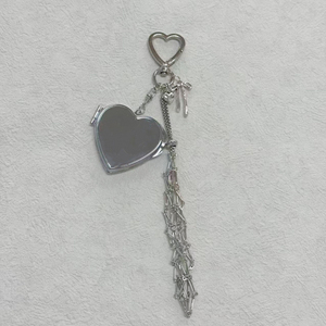 QYS Custom Logo Stainless Steel Mesh Lipstick Holder Keychain Portable Lipstick Net Bag with <b>Mirror</b> <b>Star</b> Charm for Women Gift - Product Image 4