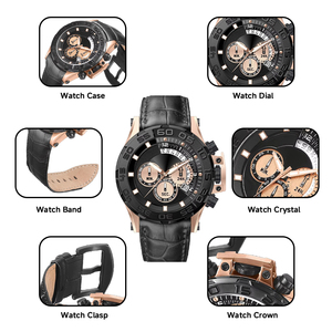 Reloj de Cuarzo con Logotipo Personalizado para Hombre, Venta al por Mayor de Fábrica OEM, Caja de Acero Inoxidable, Resistente al Agua, Cronógrafo de Lujo para Negocios - Product Image 5