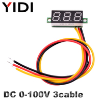 0.28 inci Mini DC 2.5-30V 0-100V LED Digital Voltmeter motor Volt Tester dengan pengukur voltase Meter listrik 2-kawat 3 kawat