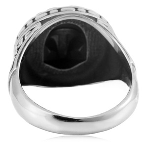 yunnique Men's <b>Titanium</b> Steel <b>Ring</b> Crusader Knight Helmet Mask Silver Fashion Jewelry Gift Full Size - Product Image 3