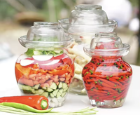 Pot de cornichon de fermentation en verre transparent scellé de grande capacité avec couvercle de bol pour le marinage Kimchi Japandi Design pour cuisine ou cadeau
