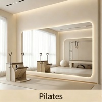 Miroir de Maquillage LED pour Studio de Pilates, Design Art Déco, Capteur Anti-Buée Tactile, Fixation Murale, Usage Commercial, Danse, Gymnase, Salle de Yoga