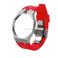 Caja de reloj de acero inoxidable con acabado granulado esmerilado y correa de caucho compatible con el reloj de bolsillo S-watch X Royal Pop