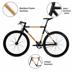 Durable Bamboo Bike <b>Frame</b> for BMX & Road Bicycles Aluminum Alloy Foldable Adjustable Seat Height Compatible Standard Components - Product Image 2