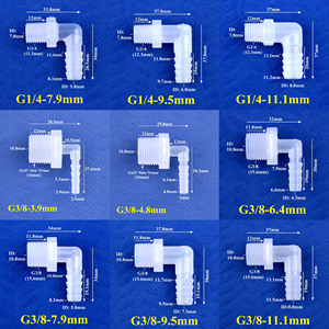 Raccordo a L con filettatura maschio e attacco per tubo flessibile, connettore angolare in plastica PP per tubi aria, olio, acqua e acquari - Product Image 3