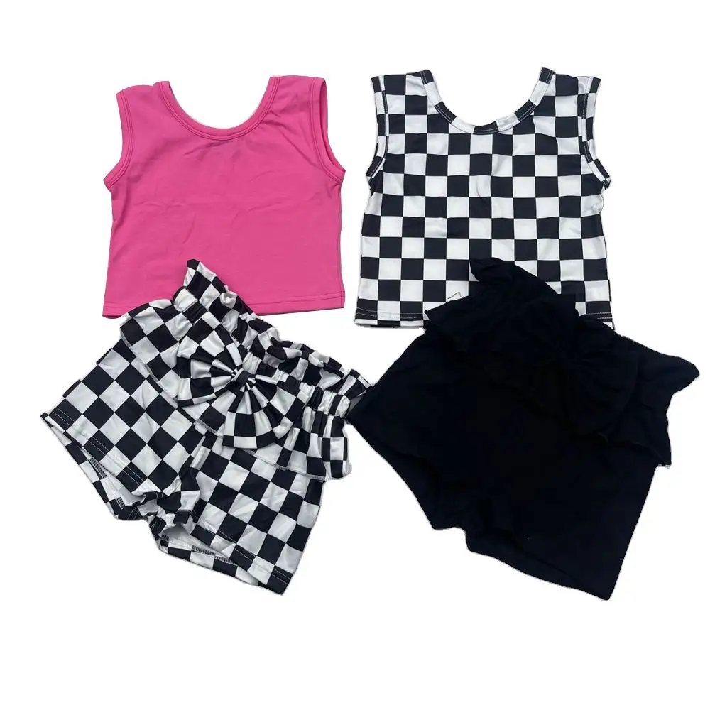 QL2023 crop top Short-sleeved shorts Sets Summer Comfortable Wholesale Kids Clothes Boutique Girl Outfits