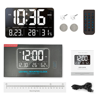 Reloj digital LED inteligente de 13,1 pulgadas con pantalla de temperatura/humedad, control remoto y montaje dual: Brillo automático y modos de alarma múltiple