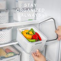 Lot de 5 boîtes de conservation hermétiques pour fruits et légumes avec passoire amovible pour l'organisation des produits frais