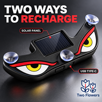 Lampe décorative solaire LED pour vitre de voiture, yeux de démon, rechargeable USB Type-C, avec ventouse, accessoires auto