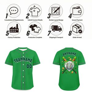 Uniformes d'équipe de baseball personnalisés entièrement imprimés par sublimation OEM/ODM, maillots courts respirants anti-humidité à boutons pour hommes et femmes - Product Image 4