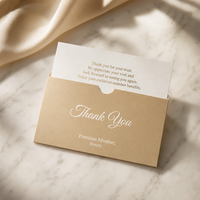 Tarjeta de Agradecimiento con Inserto de Doble Capa en Dorado Borgoña, Regalo Personalizado Premium para Miembros de Salones de Belleza, Marcas de Maquillaje y VIP