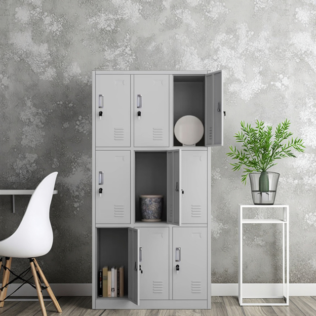 Commercial Grade Metal Multi 9 Door Storage Cabinet Lockers for Office School Home Use and Supermarket Use