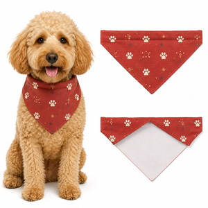 Pañuelo para Perro de Algodón con Estampado de Huellas Rojas, Doble Capa, Suave, Lavable, Decoración Festiva, Pañuelo para Cachorros y Perros Pequeños y Medianos - Product Image 1