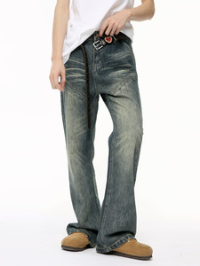 Pantalones vaqueros de mezclilla para hombre con anís, hisopo, regaliz y menta, corte recto, venta al por mayor - Product Image 1