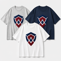 Kaos Pria Oversize 200GSM Katun Bordir Chenille Aplikasi OEM Pakaian Tim Kampus