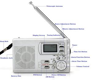 Không tốn kém xách tay <span class=keywords><strong>FM</strong></span>/AM 2 ban nhạc kỹ thuật số thế giới ban nhạc đài phát thanh với đồng hồ báo thức được xây dựng trong loa DC <span class=keywords><strong>ADAPTER</strong></span> Powered màn hình - Product Image 6