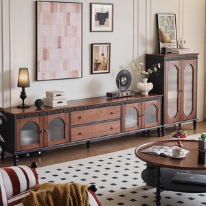 French Retro Solid Wood <b>Sideboard</b> 78x40x118cm Storage Cabinet Living Room Furniture - Product Image 2