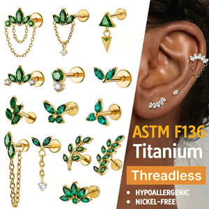 <span class=keywords><strong>Orecchini</strong></span> Labret con Filettatura Interna in Titanio Grado Impiantabile ASTM F136 con Zircone <span class=keywords><strong>per</strong></span> <span class=keywords><strong>Trago</strong></span> ed Helix, Gioielli <span class=keywords><strong>per</strong></span> <span class=keywords><strong>Piercing</strong></span> Corporeo JIAXIN - Product Image 1