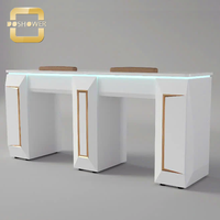 Pédicure prêt à expédier paquet de bureau à ongles avec de beaux bureaux à ongles meubles pour taille personnalisée blanc Double ongles Table Salon