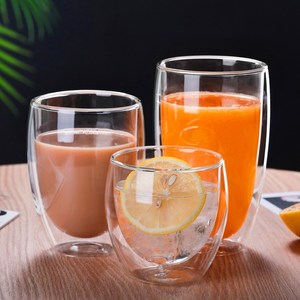 Mug à café isotherme en verre à double paroi, tasses en verre transparent, compatibles lave-vaisselle, différentes capacités avec couvercle en silicone pour thé, latte, lait - Product Image 1