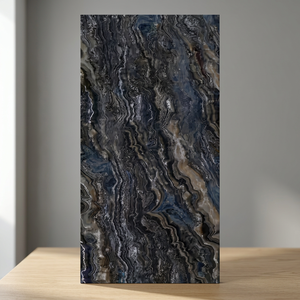 Serabia Blue 60x120cm Premium Glossy Marble Look Porcelain <b>Tiles</b> for Luxury Wall Floor Interiors - Product Image 1
