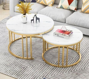 Nodic Durable Metal Round Modern Coffee <b>Table</b> with Storage Space-saving Sofa <b>Side</b> <b>Table</b> for Small Spaces White and <b>Black</b> - Product Image 5