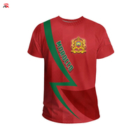 NUOXIN Vente en gros Impression numérique personnalisée T-shirt en polyester avec drapeau du Maroc en 3D pour le match de football 2026