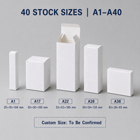 Boîte en carton blanc 300 g/m² avec fermeture à rabat, emballage personnalisé pour petits produits, vente en gros, 40 tailles en stock