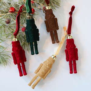 <b>Flocked</b> Plastic Velvet Nutcracker Decorative Pendant DIY <b>Christmas</b> Indoor Window Display <b>Tree</b> Ornament Hanging Decoration - Product Image 2