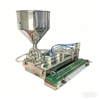 Machine automatique pour produits hautement visqueux (sauce au jaune d'œuf, crème, boisson, shampoing, huile) avec convoyeur à bande pour bouteilles en verre, PET et plastique