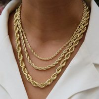 Chaîne torsadée classique en laiton plaqué or 18 carats, chaîne en corde, colliers et bracelets tendance pour un usage quotidien, unisexe