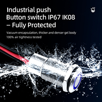 Interrupteur à bouton-poussoir à tête plate en acier inoxydable IP67 de 12 mm avec anneau lumineux