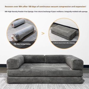 Sofá Cama Convertible Reclinable y Extensible con Compresión, Relleno de Esponja, Enrollable al Vacío, para Apartamentos Pequeños, con Tela de Pana Desmontable y <span class=keywords><strong>Lavable</strong></span> - Product Image 4
