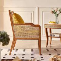 Fauteuil de jardin en PU style nordique et chinois, avec revêtement en rotin de bambou, pour hôtel et maison d'hôtes, en stock