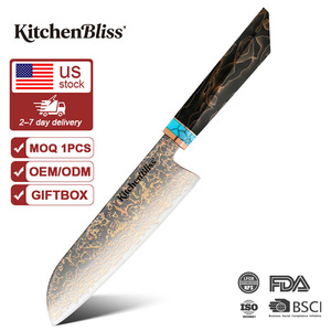 Cuchillo Santoku Japonés KitchenBliss, Oro Rosa, Damasco VG10, Cuchillo Profesional para Cortar Vegetales, Cuchillo de Cocina para <span class=keywords><strong>Chef</strong></span> - Product Image 1