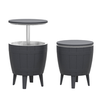 SUKK Seau à glace en plastique noir de 37L 9,8Gal avec boîte de livraison de lumière LED