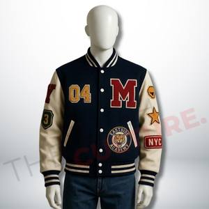Veste de baseball en molleton de coton personnalisée pour homme, veste avec patch brodé - Product Image 5