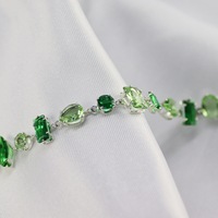 Ensemble de bijoux tendance et luxueux pour femmes, bracelet et collier en or et argent plaqué, couleur verte et colorée