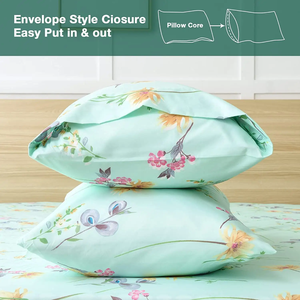 Juego de sábanas de microfibra con estampado botánico de alta calidad, 6 piezas, ropa de cama transpirable con sábana plana, sábana bajera y fundas de almohada - Product Image 4