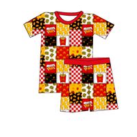 Ensemble de vêtements d'été doux pour bébé, 2 pièces, style militaire, imprimé western personnalisé, 95% bambou, 5% élasthanne, manches courtes, shorts, 2 pièces